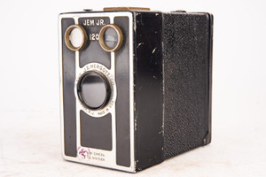 Jem Jr 120 Antique Black Roll Film Box Camera J. E. Mergott Newark NJ V16