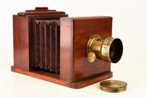Early 5x5'' Wet Plate Collodion Camera with Brass Lens & File Holder Antique V28