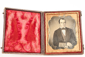 Daguerreotype of Gentleman Holding A Book in 1/6 Plate Composite Union Case V21