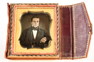 Daguerreotype of Young Gentleman in Half 1/6 Plate Wood Composite Union Case V28