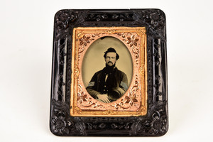 Ruby Ambrotype - Civil War Union Sergeant in 1/9 Plate Original Period Frame V27