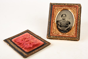 Ruby Ambrotype of Young Lady 1/9 Plate Fancy Wood Composite Union Case V23