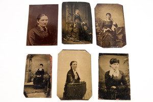 Tintype lot of 6 Antique Photos Featuring Victorian Women V23