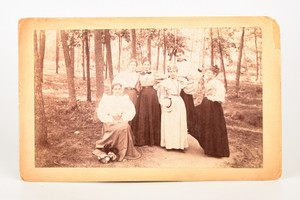 1890s Mounted Albumen Print 8 x 5'' - Group of Ladies in the Woods V24