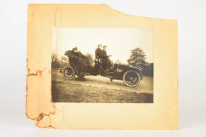 1900s Mounted Silver Gelatin Print 12x10'' - Woman being Driven in Landaulet V25
