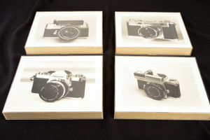 Lot of 4 Vintage 8x10 Black & White Framed Photos of Classic Nikon Cameras V20