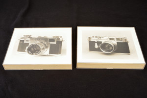 Lot of 2 Vintage 8x10 Black & White Framed Photos of Leica Contax Cameras V22