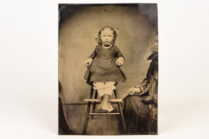 Tintype Almost Half Plate - Seated Young Lady Victorian Antique Photo V25