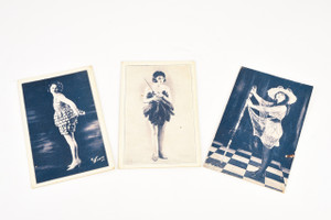 3 Cyanotype Photos Vaudeville Actresses Jessie Fox, Nina Conti, Rosie Quinn V24