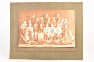 1910s 11¾ x 9¼'' Sepia Toned Gelatin Silver Photo - Orchestra Group Portrait V20