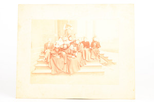 1890s Mounted Albumen Print 10⅞ x 8⅞'' - Family Portrait on Porch V21