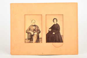 1870s Mounted Albumen Print 8¼ x6¼'' - Portraits of Husband & Wife V23