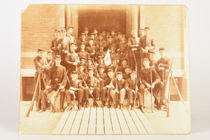 1890s Mounted Albumen Print 13 ½ x 10 ¼'' - Military Academy Class - Boston V22