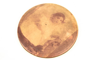 Victorian 4'' Round Celluloid Tin Button Style Photo Portrait Baby V27
