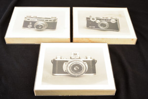Lot of 3 Vintage 8x10 Black & White Framed Photos of Classic Cameras V21