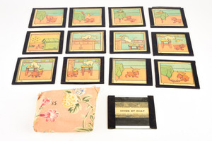 French Magic Lantern Slide Set - Chien Et Chat - Vues Amusantes Lumineuses V24