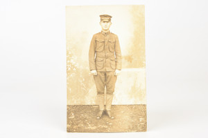 1917 3½x5½" RPPC Photo - US ARMY World War I Era Solider in Uniform V25