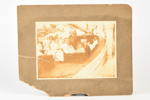 1890s Mounted Albumen Print 10x8 - Power Yacht Dreadnaught & Passengers V23