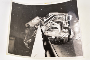 1970s 10x8" Gelatin Silver Photo - Crashed Semi Truck Accident V26