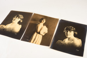 1922 Silver Gel Photo Set 7x9'' - Genevieve Rose 3 Different Portraits V21