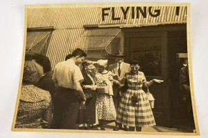1950s 10x8" Gelatin Silver Photo - Woman Wearing Sunglasses at Airport V20