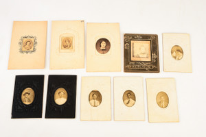 Victorian Mounted Mini Photos Lot of 10 Featuring Male & Female Portraits V28