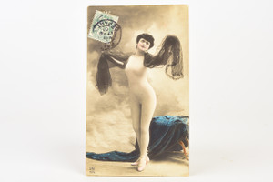 1910s French 3⅜x5½" RPPC Photo - Woman Dancer in Skin Tight Leotard V28