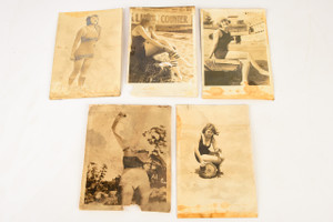 1920-30s RPPC Photo set of 5 Arcade Cards Featuring Bathing Beauties V27