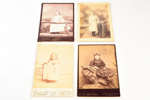 Late 1800s Cabinet Card Albumen Photo 4¼x6½ - Lot of 4 - Young Girls V27