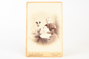 Late 1800s Cabinet Card 4¼x6½'' Albumen Photo - Grandmother Child & Dog V20