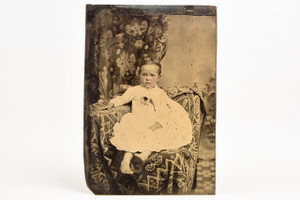 Tintype Photo 2½x3½" - Studio Portrait Young Victorian Girl in Dress V29