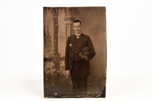 Tintype Photo 2⅜x3⅜" - Victorian Gentleman with European Background V25