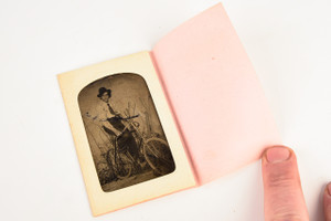 Tintype 2¼x3⅜" - Victorian-era Gentleman and Bicycle Antique Photo V23