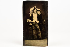 Tintype 2¼x4" - 3 Women in Fine Victorian-era Attire Antique Photo V22