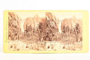 1881 Stereoview Photo 7x3½" - Bridalveil Falls Yosemite National Park CA V20