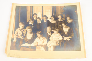 1921 10x8½'' Sepia Tone Photo - Family Portrait Lets All Read The Same Book V23