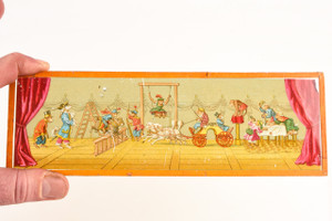 Late 1800s Magic Lantern Slide - 9⅜x3⅛ - Animals in Costume Circus Scene V29