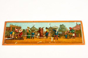Late 1800s Magic Lantern Slide - 9⅜x3⅛" - Circus Scene with Dancing Bear V21