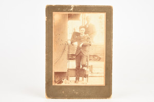 Late 1800s Mounted Albumen Print 5¼x7⅜'' - 2 Gentleman Posing on Train Car V24