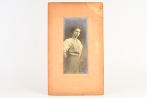 Early 1900s Silver Gelatin Print 9x15'' - Standing Studio Portrait of Lady V22