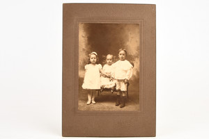 Late 1800s Mounted Albumen Print 6x8½'' - Group Portrait of 3 Young Siblings V24