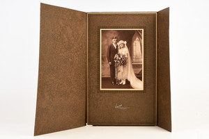 Early 1900s Silver Gelatin Print 7⅞x12⅝'' - Newlywed Couple Wedding Photo V27