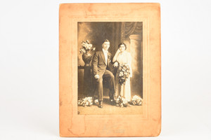 Early 1900s Mounted Print 6x8'' - Studio Portrait of Victorian Newlyweds V22