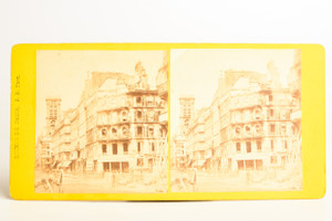 1871 Stereoview Photo 6⅞x3⅝" - Paris Commune Devastation on Rue Saint-Martin V21