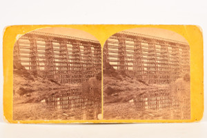 1860s Stereoview Photo 7x3⅜" - Original Wood Dale Creek Bridge Wyoming V20