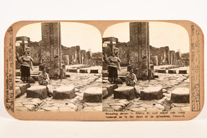 1910s Stereoview Photo 7x3½" - Stabia St Stepping Stones Pompeii Italy V29