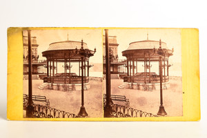 1867 Stereoview Photo 6⅞x3⅜" - Scarborough Spa Orchestra Bandstand V21