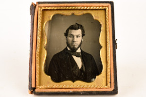 Daguerreotype Photo Victorian Gentleman 1/6 Plate Wood Composite Case SEALED V26