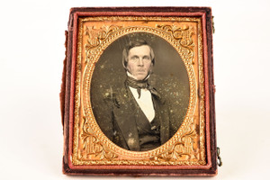 1850s Daguerreotype Photo Gentleman in 1/6 Plate Case By Rufus Anson NYC V27