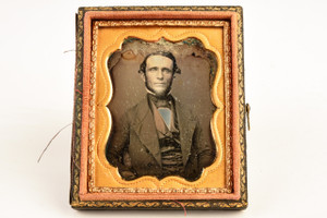 Daguerreotype Photo of IDed Victorian Gentleman in Half a 1/9 Plate Case V21
